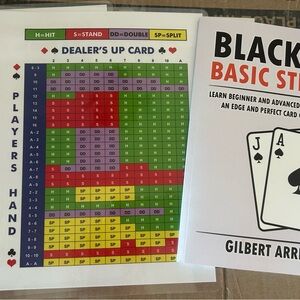 Blackjack Strategy cards and book. 2 cards, 1 book. Learn to play Blackjack.